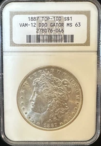 1887 $1 Morgan Silver Dollar Top 100 VAM 12 DDO Gator NGC MS63 - Picture 1 of 2