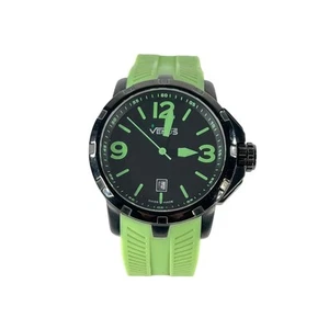 Venus Chroma Wristwatch Unisex Green Black Quartz Rubber Strap Stainless Steel - Picture 1 of 4