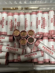 Penny  ( 1 EA. ) Circulated Roll, Un-searched, OBW Rolls, 50 Coins per Roll - Picture 1 of 5