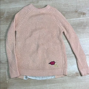 Betsey Johnson Girls XL 14/16 Cold Shoulder Sparkly Gold Knit Pale Pink Sweater - Picture 1 of 5