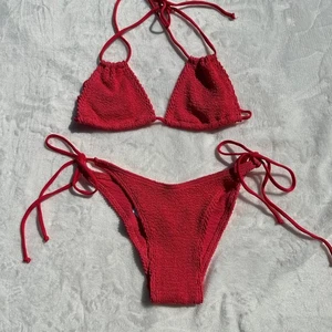 Bond Eye Andy Triangle BIkini Top Pablo Tie Brief Bottoms Eco Guava Coral NWT OS - Picture 1 of 6