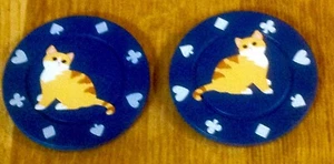 L@@K Sammlerstück bemalte Katze Poker Chips - Bild 1 von 4