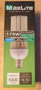 MaxLite 175w Replacement 40w LED 5000k Non-Dim Retrofit 5400 Lumen Par 26 NEW - Picture 1 of 12