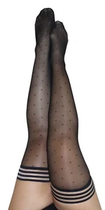 Kixies ALLY Polka Dot Flashback Thigh High Stockings No Slip Grips Size A NEW - Picture 1 of 4