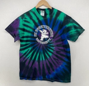 ST BONAVENTURE UNIVERSITY Shirt Men M Bonnies NY Tie Dye Dancing Bear Green Blue - Picture 1 of 9