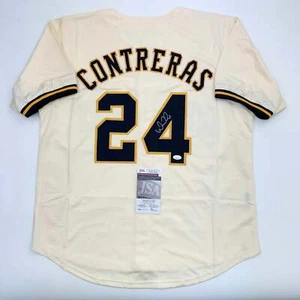 Autographed/Signed William Contreras Milwaukee Cream Baseball Jersey JSA COA - Picture 1 of 4
