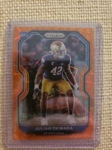 2020 Panini Prizm RC #361 Julian Okwara Rookie Orange Lazer Detroit Lions - Picture 1 of 3