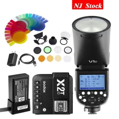 US Godox V1-C 2.4G TTL HSS Flash X2T-C Trigger AK-R1 Color Filter Set For Canon - Image 1 of 4