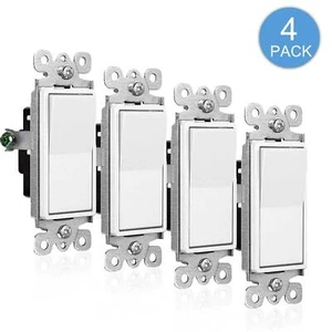 4PK Single Pole Decorative Switch Paddle Rocker Light Control Easy Installation - Picture 1 of 11