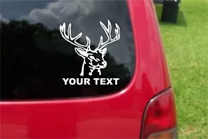 2 (PCS) Deer Decals with FREE custom text (optional) - Foto 1 di 2