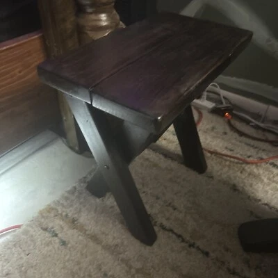 Antique Sawbuck Primitive Table Wood Side Plant Stand Trestle X Leg Cross Rustic - Image 1 of 4