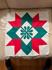 Antique Quilt Block Christmas Red And Green 18 inch suitable for framing