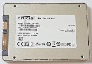 250 GB SATA-III Crucial BX100 CT250BX100SSD1 2D-NAND MLC SSD 2.5" Hard Drive - Picture 1 of 1