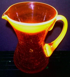 Vintage Mid Century MCM farbiges Cadmium Crackle Glas 5" Krug mundgeblasen UV - Bild 1 von 4