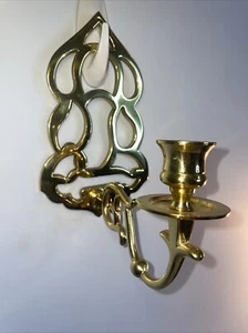 Vintage Brass Wall Candlestick Sconc Heavy - Picture 1 of 8