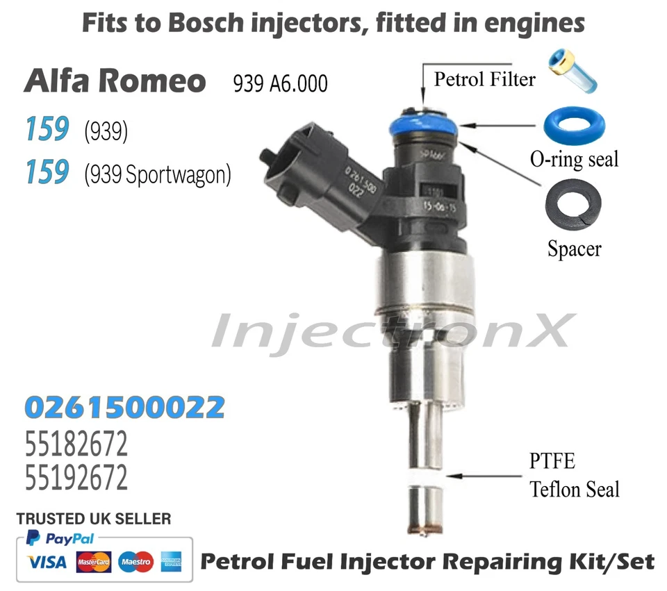 Fuel Injector Service Kit O-Ring 0261500022 for Alfa Romeo (939) 1.9 JTS engines - Image 1 of 1