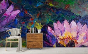 3D Art Floral Oil Painting Self-adhesive Removeable Wallpaper Wall Mural - Picture 1 of 8