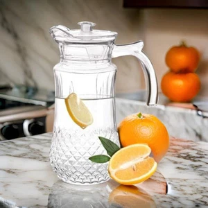 1.4L Water Jug with Removable Lid Glass Water Juice Pitcher Lemonade Drinkware - Picture 1 of 4