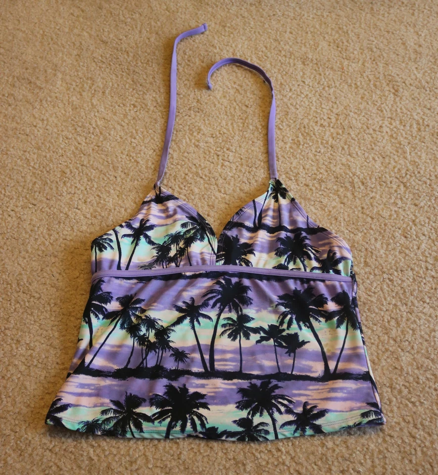 Xhilaration Girls Tropical Purple Swimsuit Bra Top Crop Size XL 14-16 - Image 1 of 4