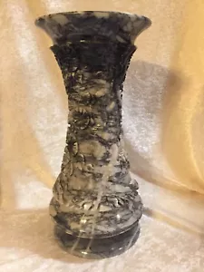 MÁRMOL Jarrón Urna Tallada a Mano Negro Gris RECIPIENTE GRANDE Grabado Decoración Escultura Arte - Imagen 1 de 12