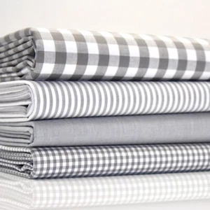 Gingham & Stripe | Grey X 4 Fat Quarter Bundle | Quilting Dressmaking - Picture 1 of 1