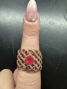BP RBP6650 "Bragging On You" LC Dark Pink Sapphire Gen Quartz Rose Gold Sz 10 - Picture 1 of 4