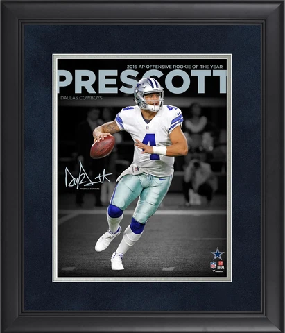 Dak Prescott Dallas Cowboys Framed 11x14 2016 Offensive Rookie of the Year Photo Cover
