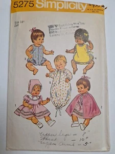 14" Doll Clothing Wardrobe Simplicity 5275 Sewing Pattern Cut VTG Vinyl Body - Picture 1 of 7