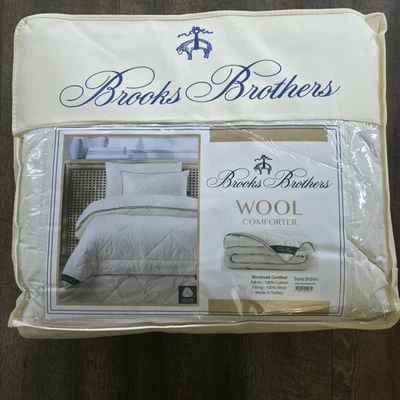 NIP Brooks Brothers Luxury Ivory 100% Wool Filled Quilted King Comforter - Image 1 of 4
