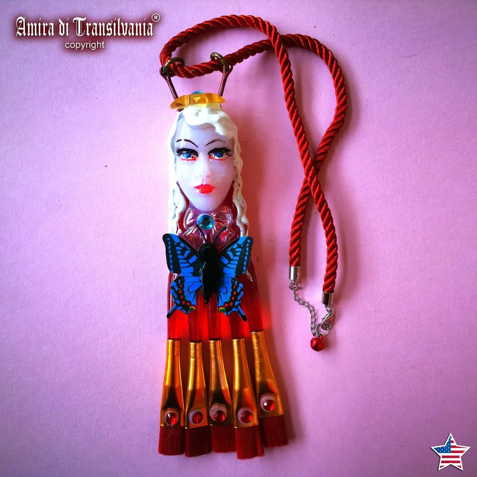 Colgante Cabeza Muñeca Cuento de Hadas Mariposa Belle Epoque Joyería Art Deco Art Nouveau Foto 1 de 4