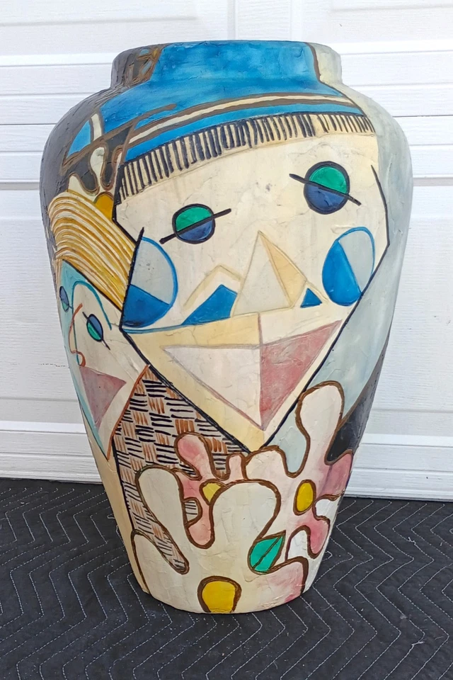 Mid Century Modern Unique Plaster Avant Garde Design Picasso Style Large Vase - Image 1 of 4