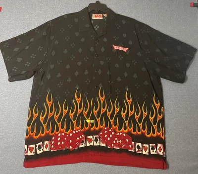Camisa Hawaiana Las Vegas Tarjetas Dados Llamas Hombres XXL Foto 1 de 4