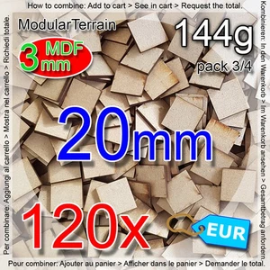 120x 3mm MDF 20mm Square Base Warhammer 40k Age Of Sigmar - Bild 1 von 5