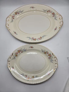 Platos para servir florales de cachemir Homer Laughlin cáscara de huevo georgiana 15" y 12" - Imagen 1 de 5