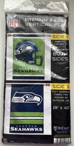 Seattle Seahawks Wincraft NFL 28" x 40" Premium 2-Sided Banner Vertical Flag NEW - Picture 1 of 1