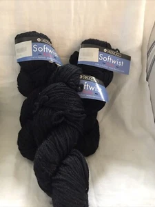 Berroco Softwist Bulky Yarn Lot of 3 - Black- 7434 - Wool/Rayon - Picture 1 of 2