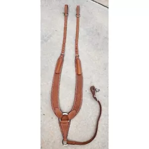 New Western Tan Color Horse Pulling Breast Collar with Tooling - Picture 1 of 4