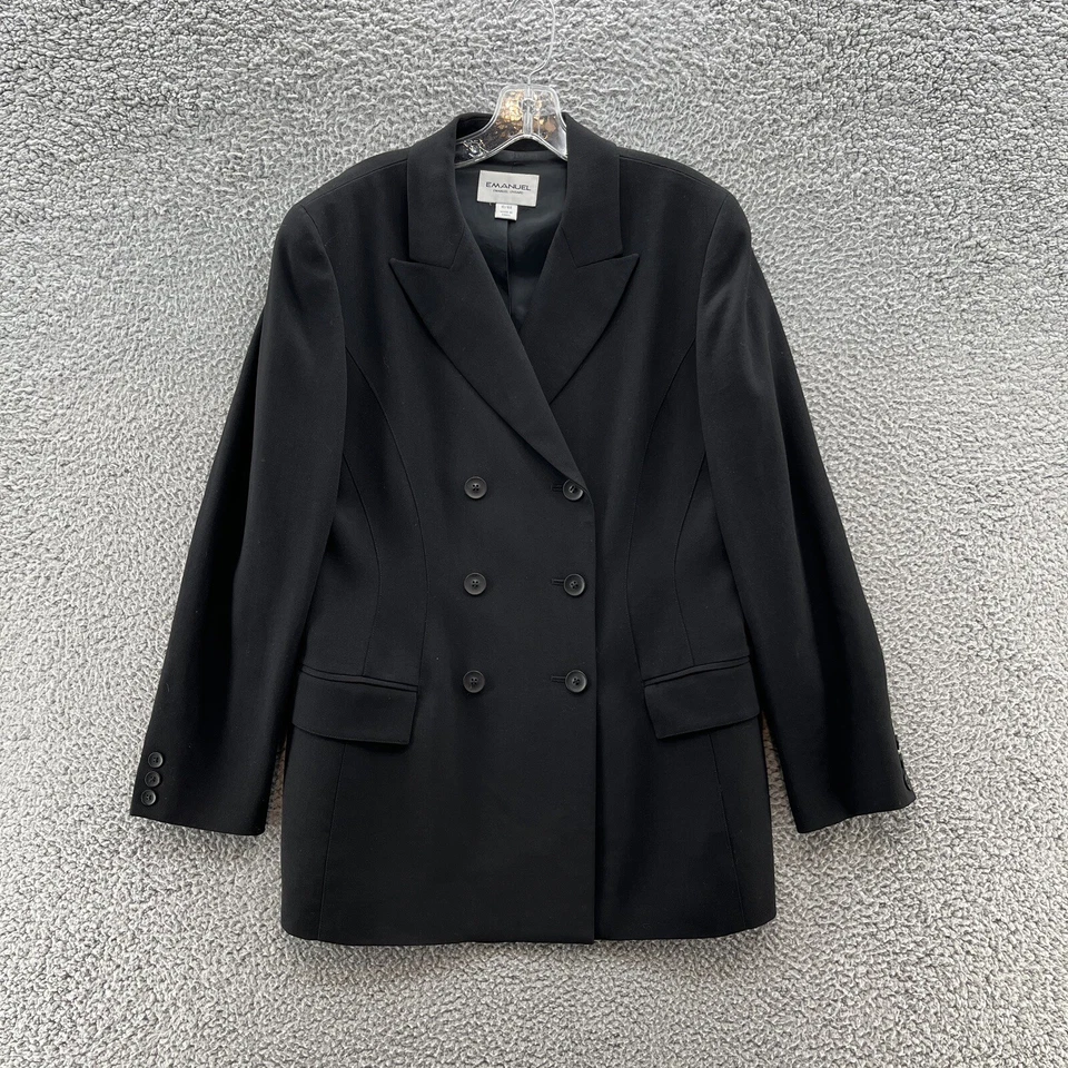 Emanuel Ungaro Blazer Women 10 Black Lightweight Wool Double Breast Mid Jacket - Image 1 of 4