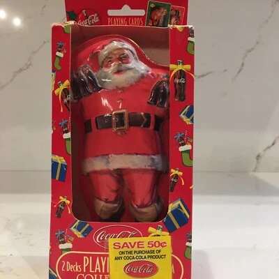 Vintage* Coca-Cola Santa Collectors Tin with 2 Decks of Playing Cards Unopened - Image 1 of 4