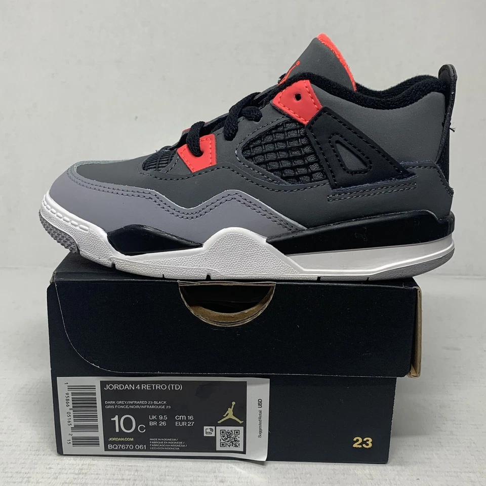 Jordan 4 Infrared Toddler Size 7C BQ7670-061 Air Jordan Retro Baby TD