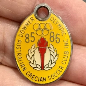 SOCCER Downer Olympic Australian Grecian Soccer Club Perfection Enamel Badge A6 - Picture 1 of 2
