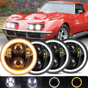 4PCS 5 3/4" 5.75" LED Headlights Hi/Lo Beam Dual DRL For Chevy Corvette C3 68-82 - Picture 1 of 12