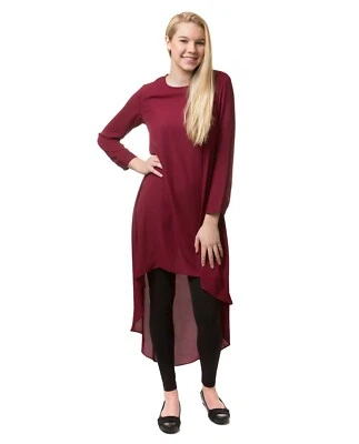 Ummah Couture High Low Dress Top Modest Muslim Hijab Fashion Long Sleeve Shirt - Image 1 of 4