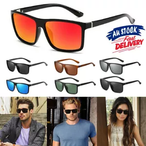 Polarized Mens Sunglasses Polarised New Style Square Frame Glasses Retro Eyewear - Picture 1 of 19