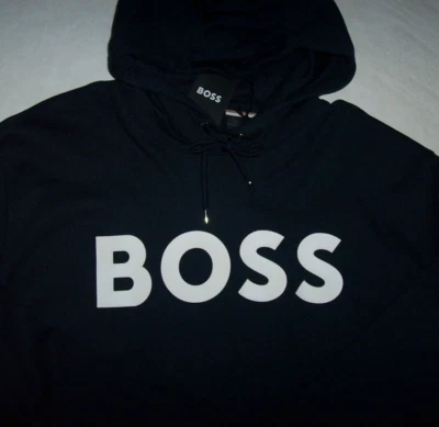 Moletom com capuz Hugo Boss Sullivan 16 novo com etiquetas logotipo marinho/branco ajuste grande ALGODÃO 3XT 3XLT - Imagem 1 de 4