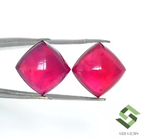 10x10 mm Cojín Rubí Natural Pan de Azúcar Forma Cabujón Par 17.48CTS Gemas Sueltas - Imagen 1 de 9