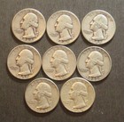 8 - Washington Silver Quarters - 90% Silver Lot - All Different Dates - (P4045)