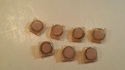 7 VINTAGE SOFT PINK SQUARE CABOCHON BUTTONS WITH SILVER ACCENTS  FREE SHIPPING - Image 1 of 3
