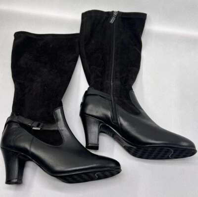 Botas de gamuza de cuero negras hasta la rodilla Y2K Aqua Protect para mujer talla 7,5 M Foto 1 de 4