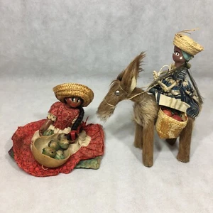 Hand Crafted Dolls Riding Donkey Folk Art República Dominicana - Picture 1 of 24